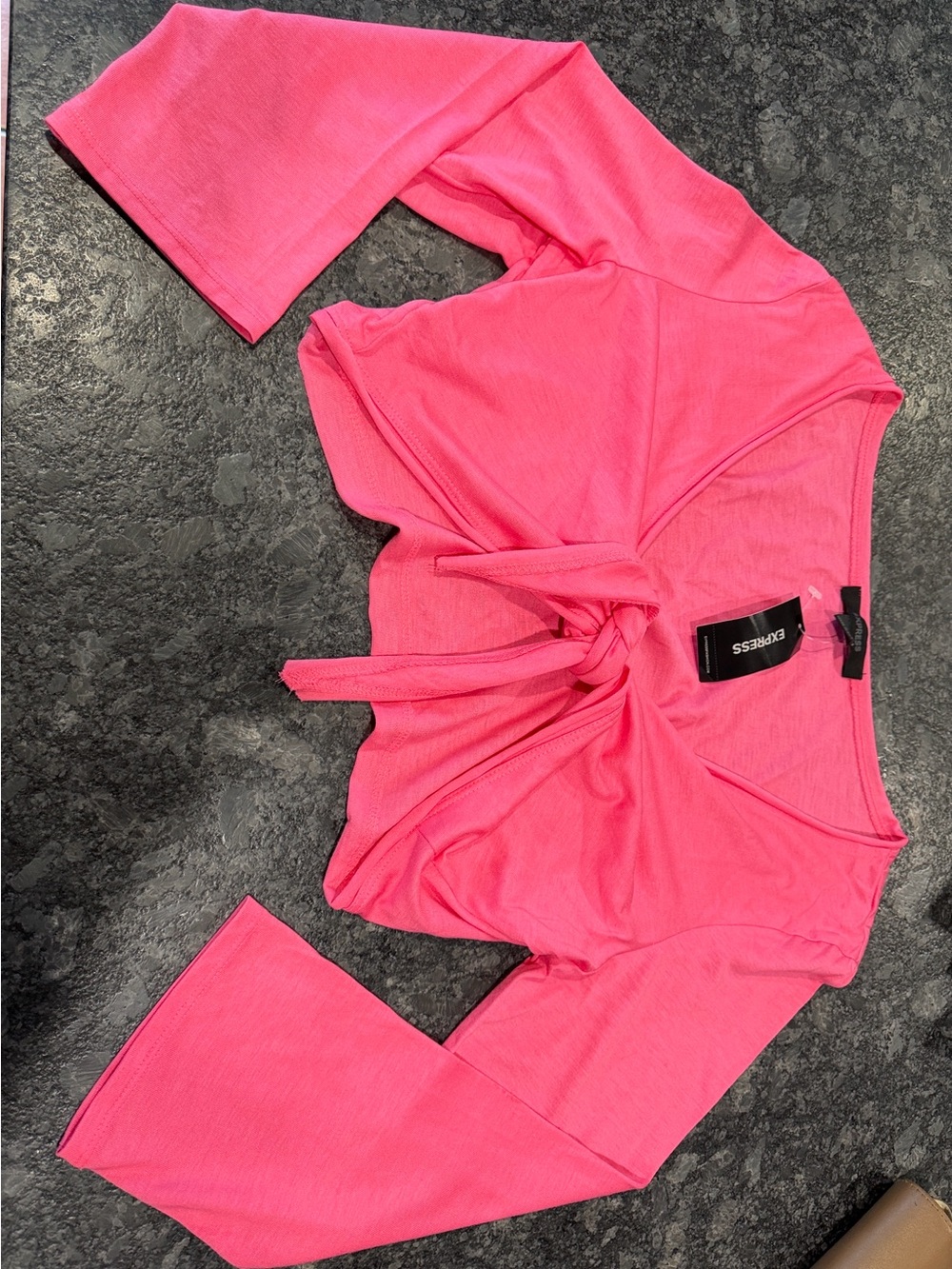 Express Neon Pink Tie-Front Crop Top